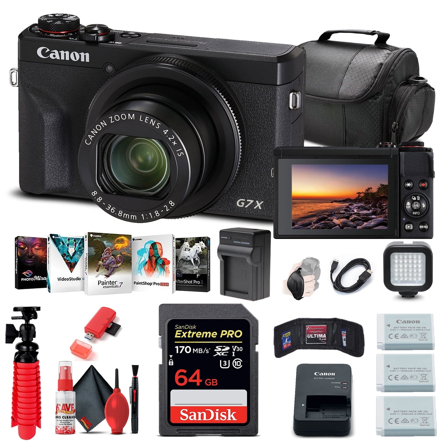 Canon PowerShot G7 X Mark III Digital Camera 3637C001 + 64GB Card + More