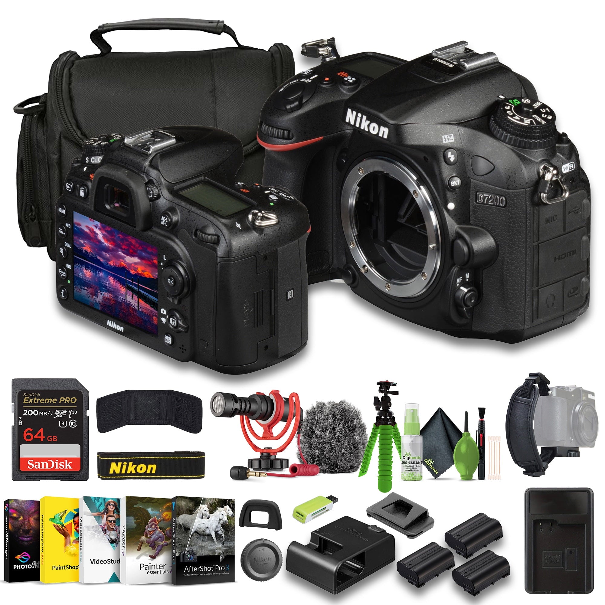 Nikon D7200 24.2 MP DX-Format Digital SLR Camera 1554 Bundle