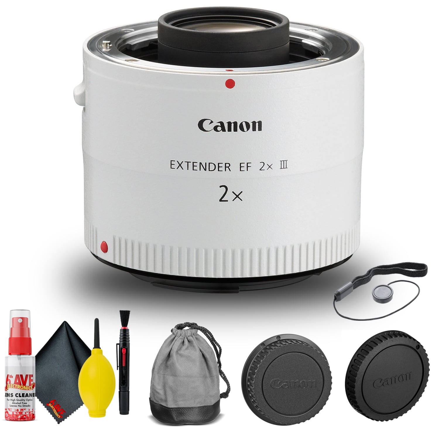 Canon Extender EF 2X III (4410B002) + Cap Keeper + Cleaning Kit Base Bundle