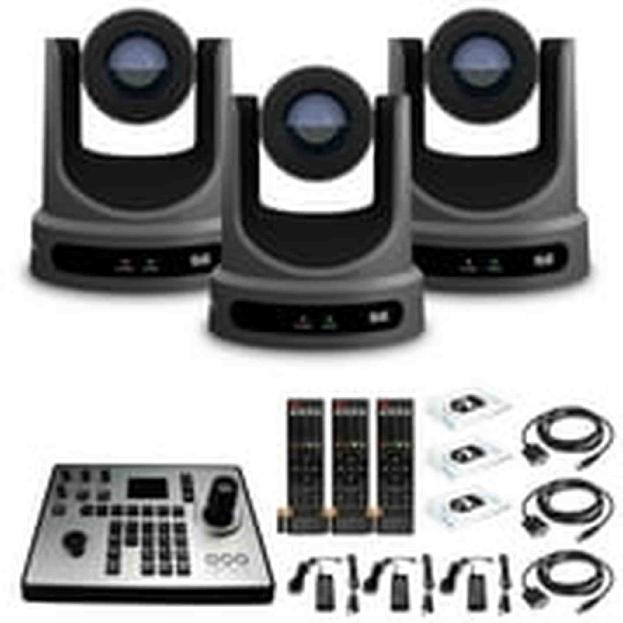 3 x PTZOptics Move SE PTZ Camera with 20x Optical Zoom Gray PT20X-SE-GY-G3 + PT-JOY-G4 Controller PTZOptics