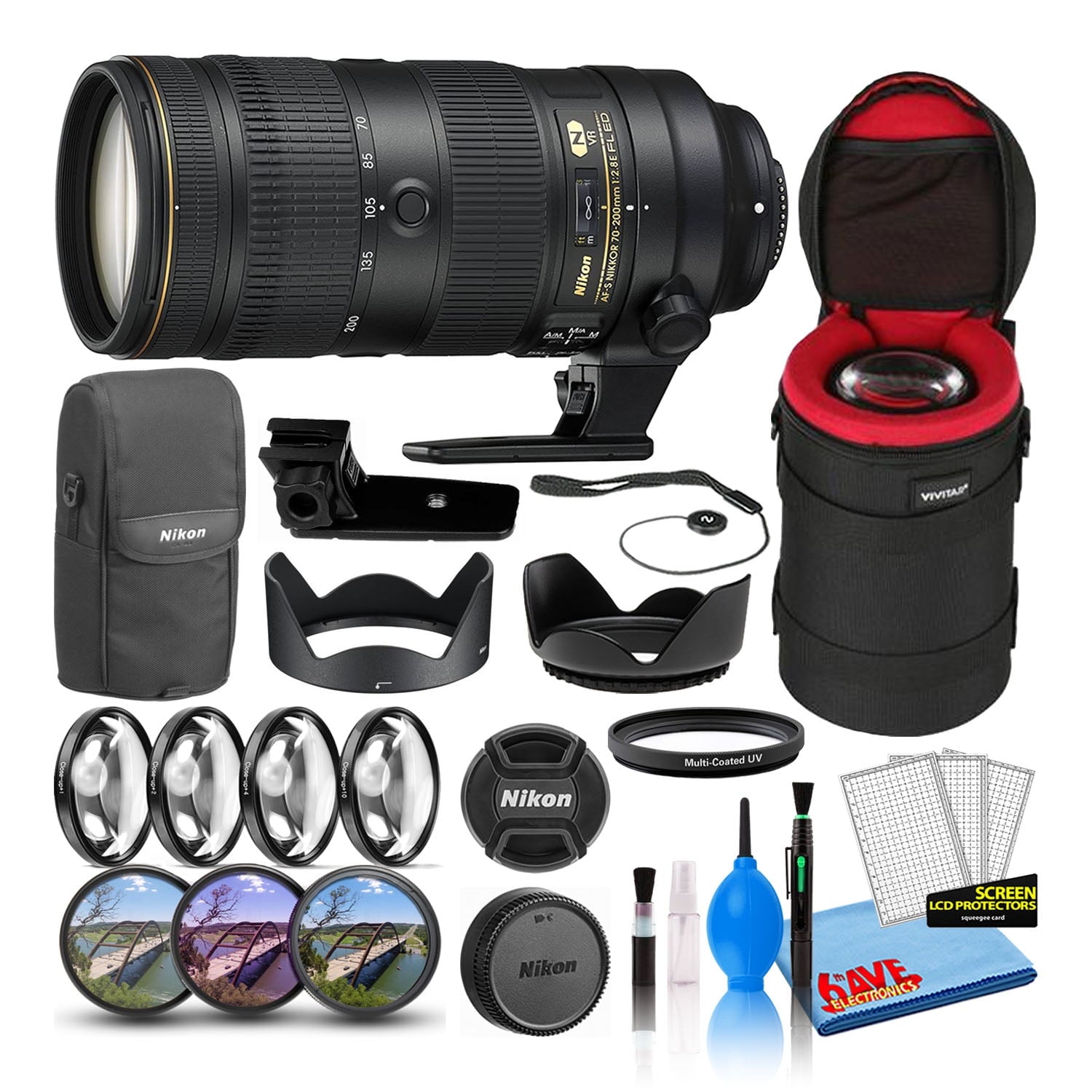 Nikon AF-S 70-200mm f/2.8E FL ED VR Lens (20063) Intl Model Bundle