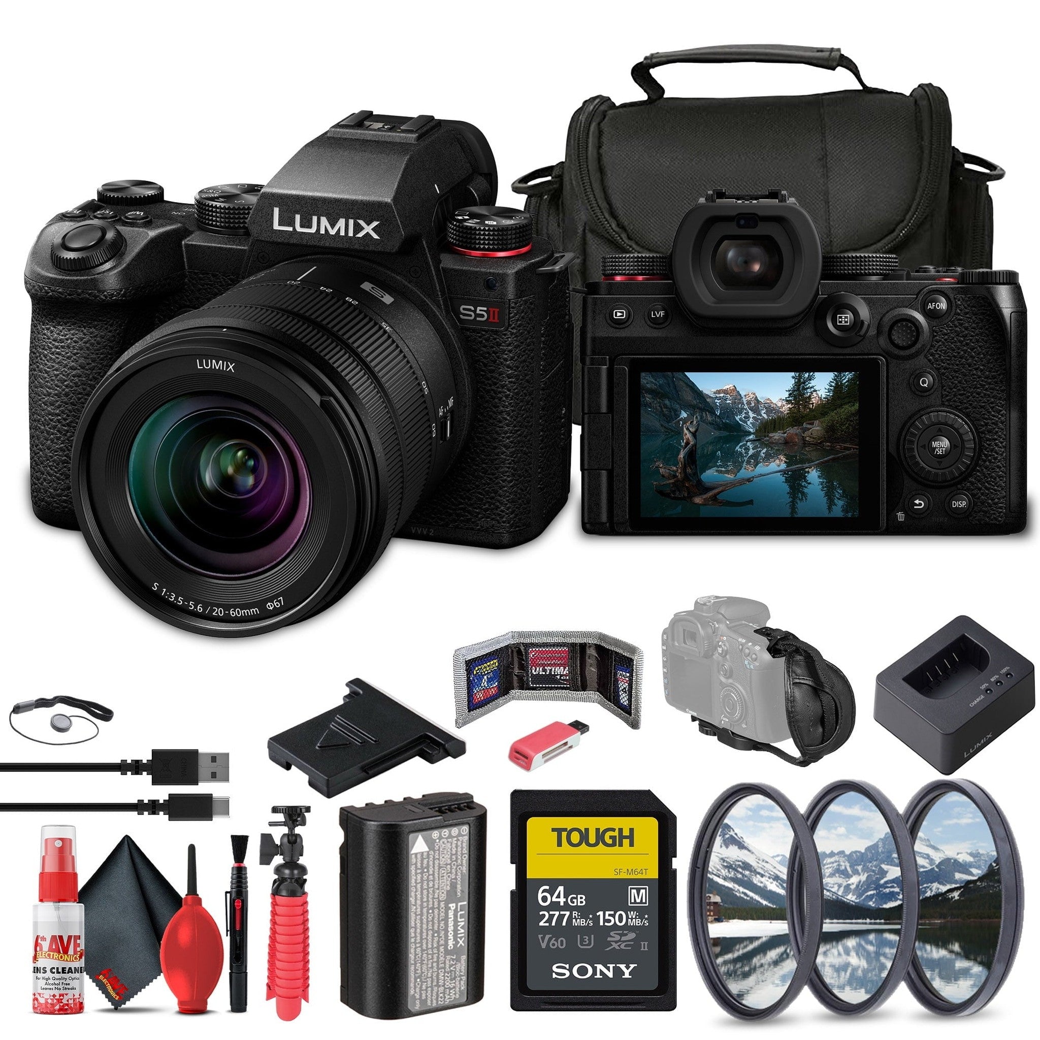 Panasonic Lumix S5 II Mirrorless Camera with 20-60mm Lens + 64GB Memory Card + More
