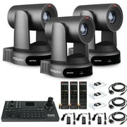 3 x PTZOptics Move 4K PTZ Camera with 30x Zoom Gray PT30X-4K-GY-G3 + SuperJoy PTZ Controller