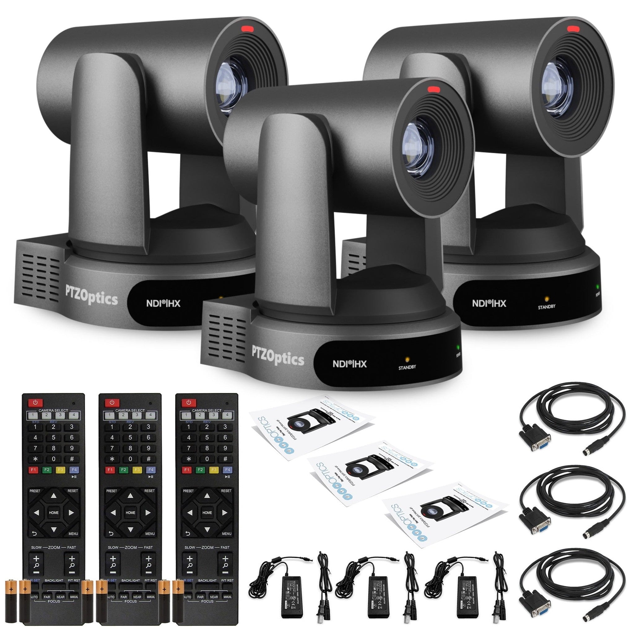 3 x PTZOptics Move 4K PTZ Camera with 30x Zoom Gray PT30X-4K-GY-G3