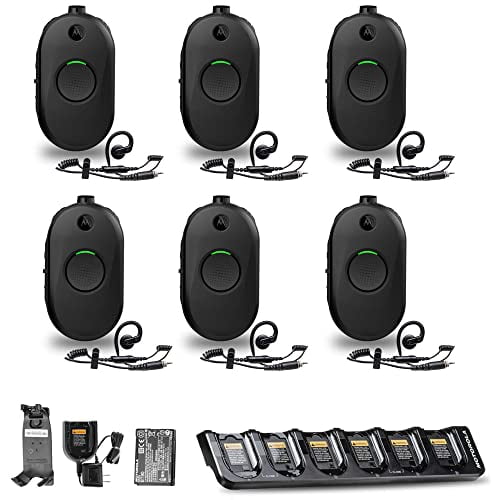 6 x Motorola CLP1010e 1-Channel 2-Way UHF Radio + Multi-Unit Charger + More