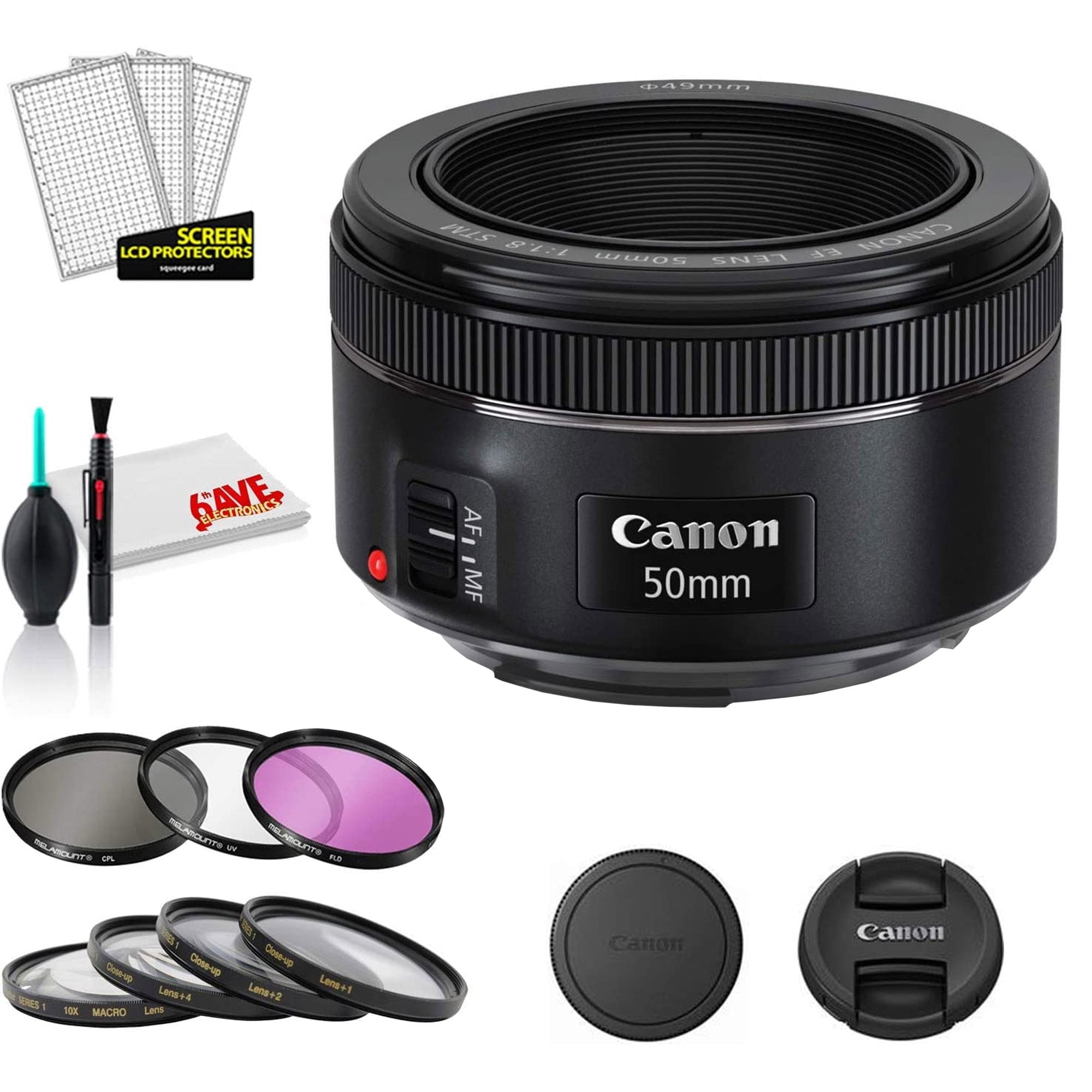 Canon EF 50mm f/1.8 STM Lens International Model Bundle with Filter Kits