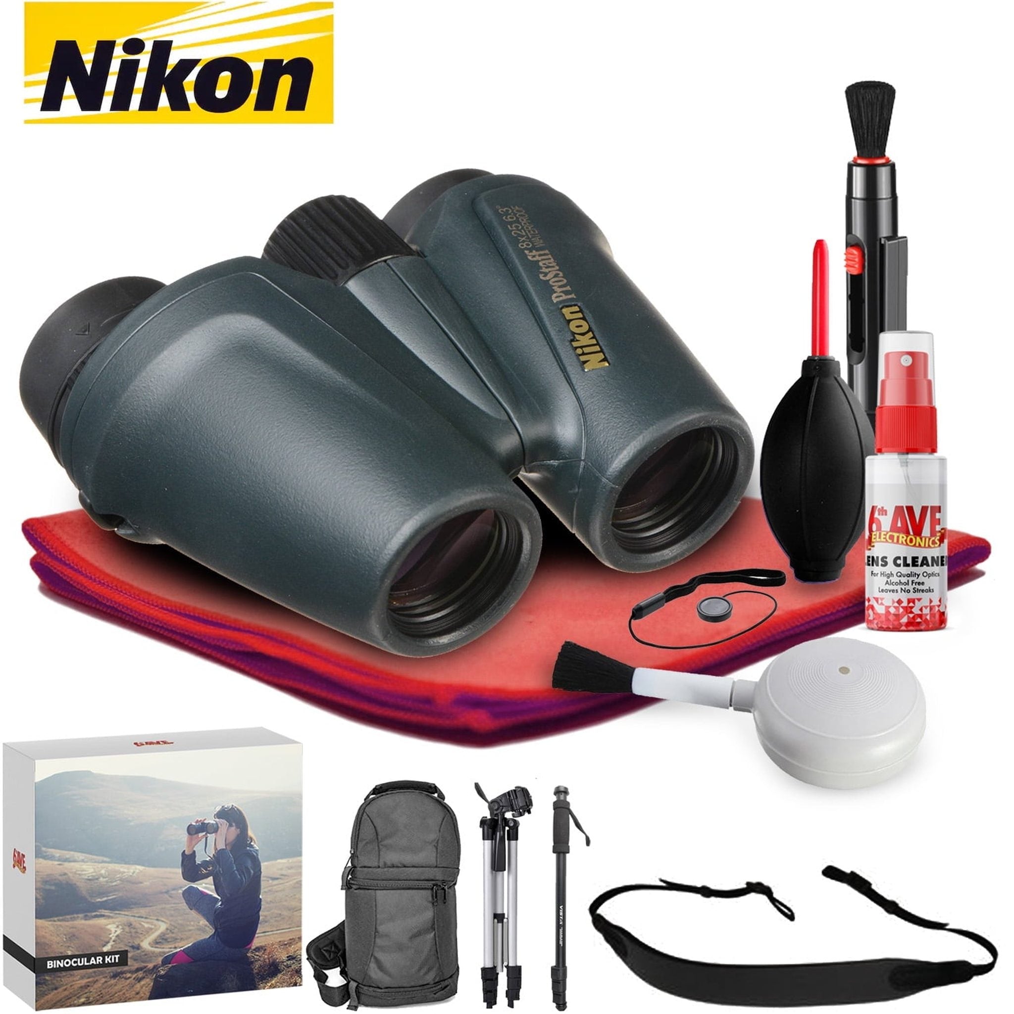 Nikon 8x25 ProStaff ATB Binocular Black - Exclusive Outdoors Binoculars Kit Nikon