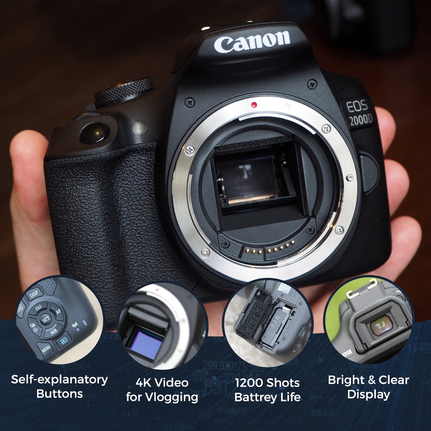 Canon EOS 2000D with EF-S 18-55mm IS II Lens (Intl Model) Ultimate Bundle