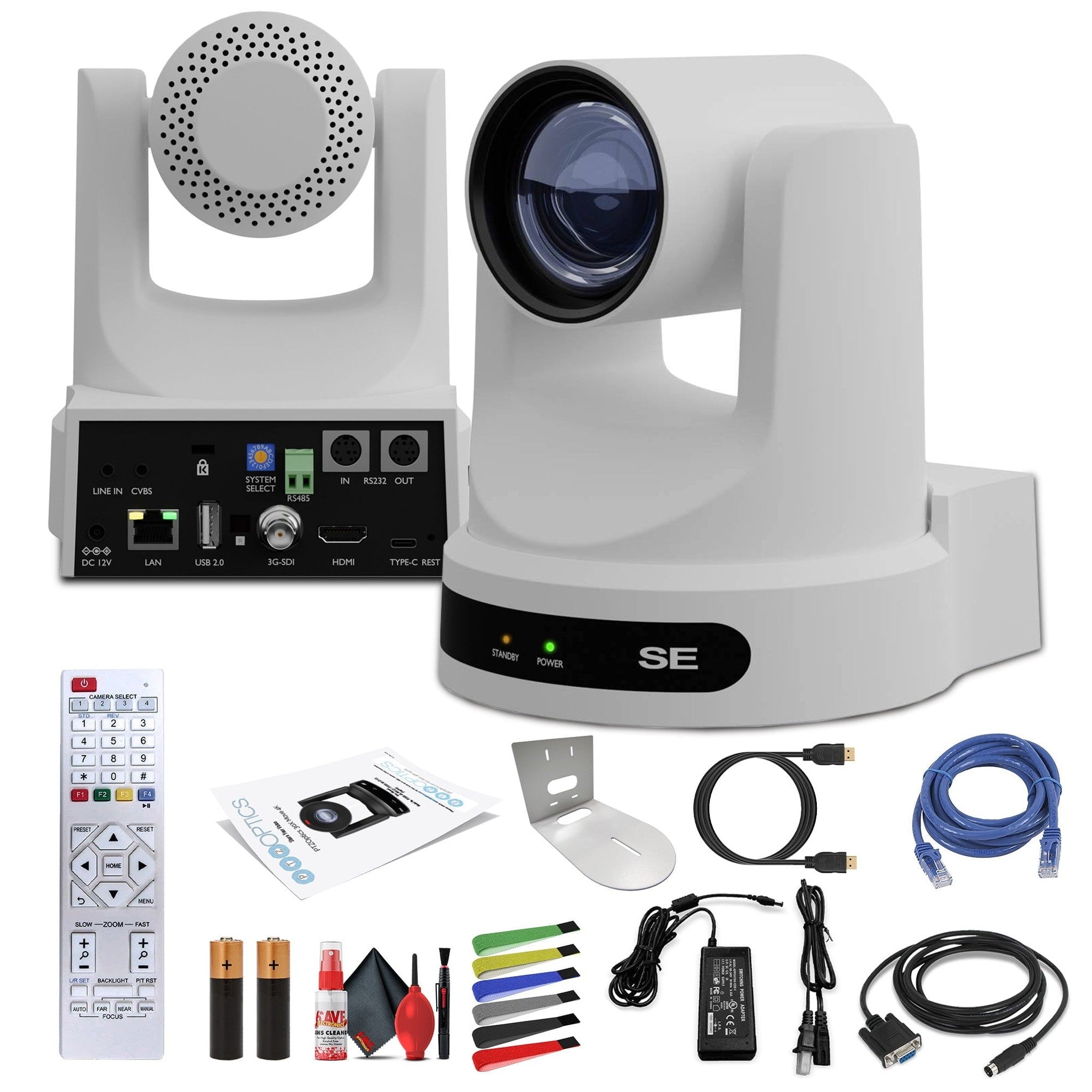 PTZOptics Move SE PTZ Camera with 20x Optical Zoom White PT20X-SE-WH-G3 + Wall Mount PTZOptics