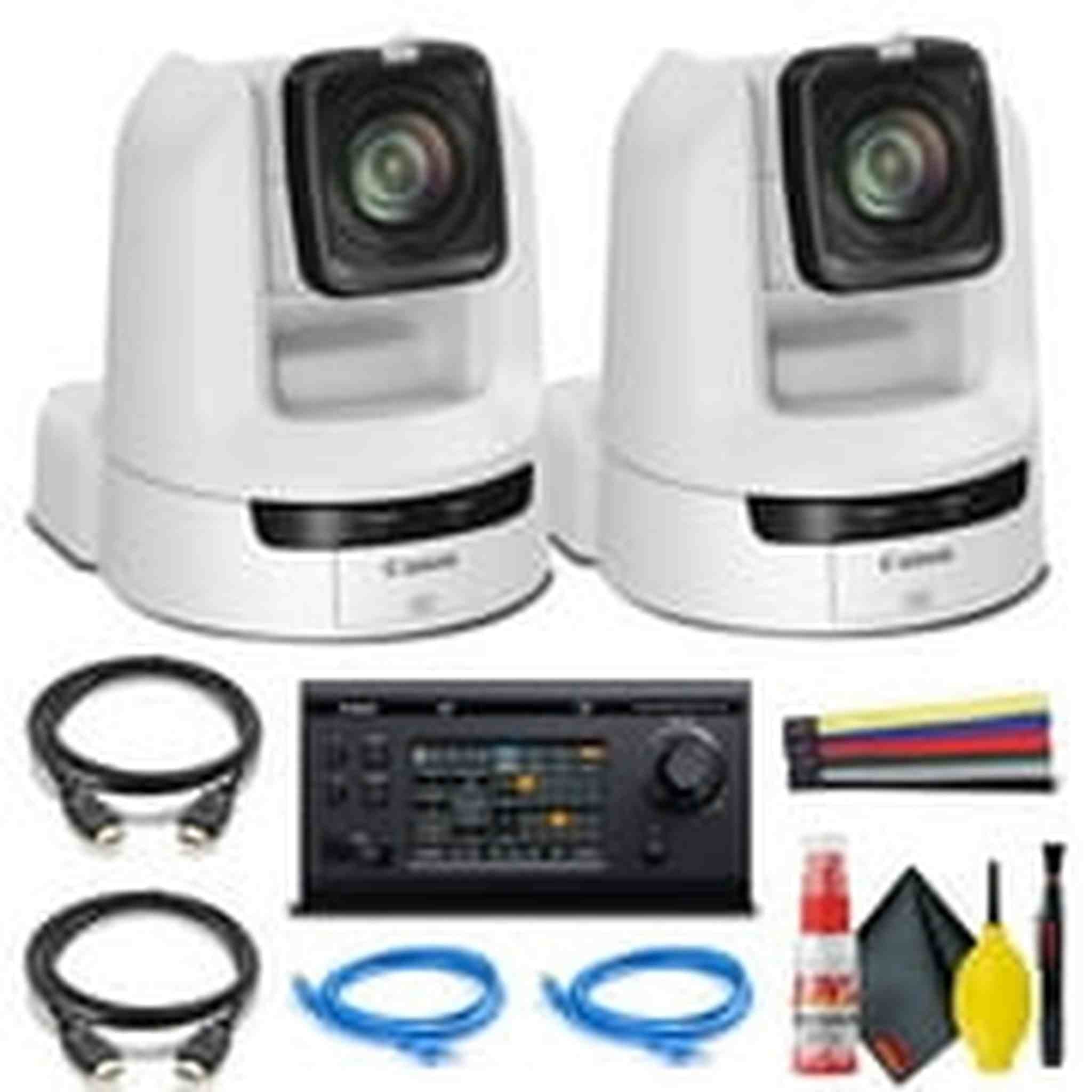 2 x Canon CR-N300 4K NDI PTZ Camera with 20x Zoom - Dual Bundle With Remote Canon
