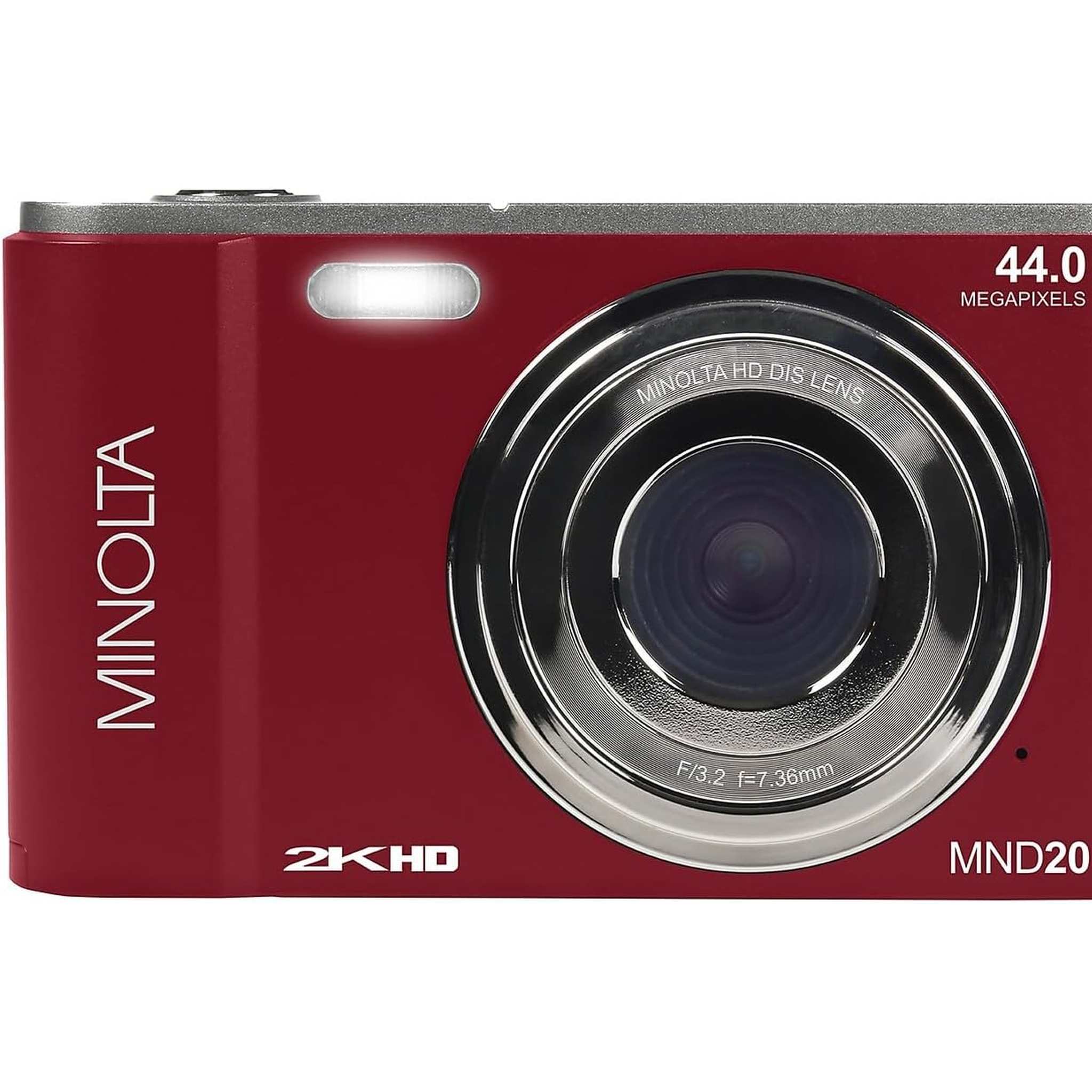 Minolta MND20 44 MP / 2.7K Ultra HD Digital Camera Red