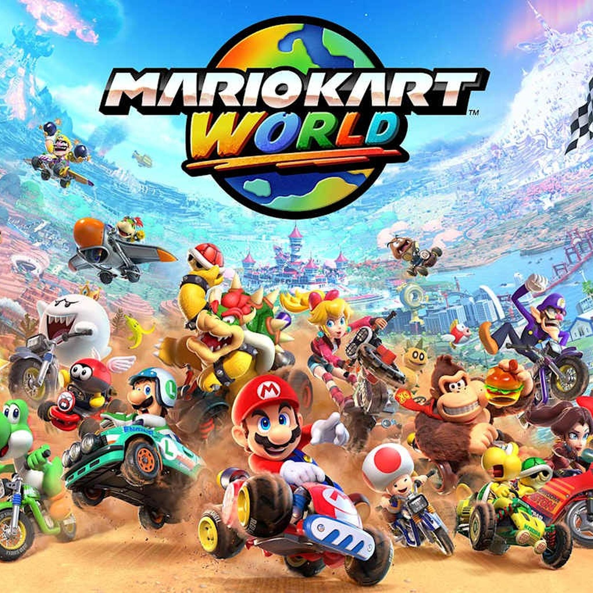 Nintendo Mario Kart World for Switch 2 + Kirby and the Forgotten Land Switch 2 Edition + Star-Crossed World + Microfiber Cleaning Cloth