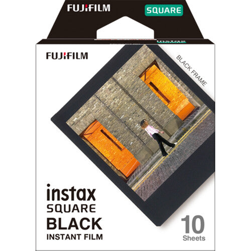 5xFUJIFILM INSTAX SQUARE Black Instant Film 10 Exposures , Microfiber Cleaning Cloth, Bundle
