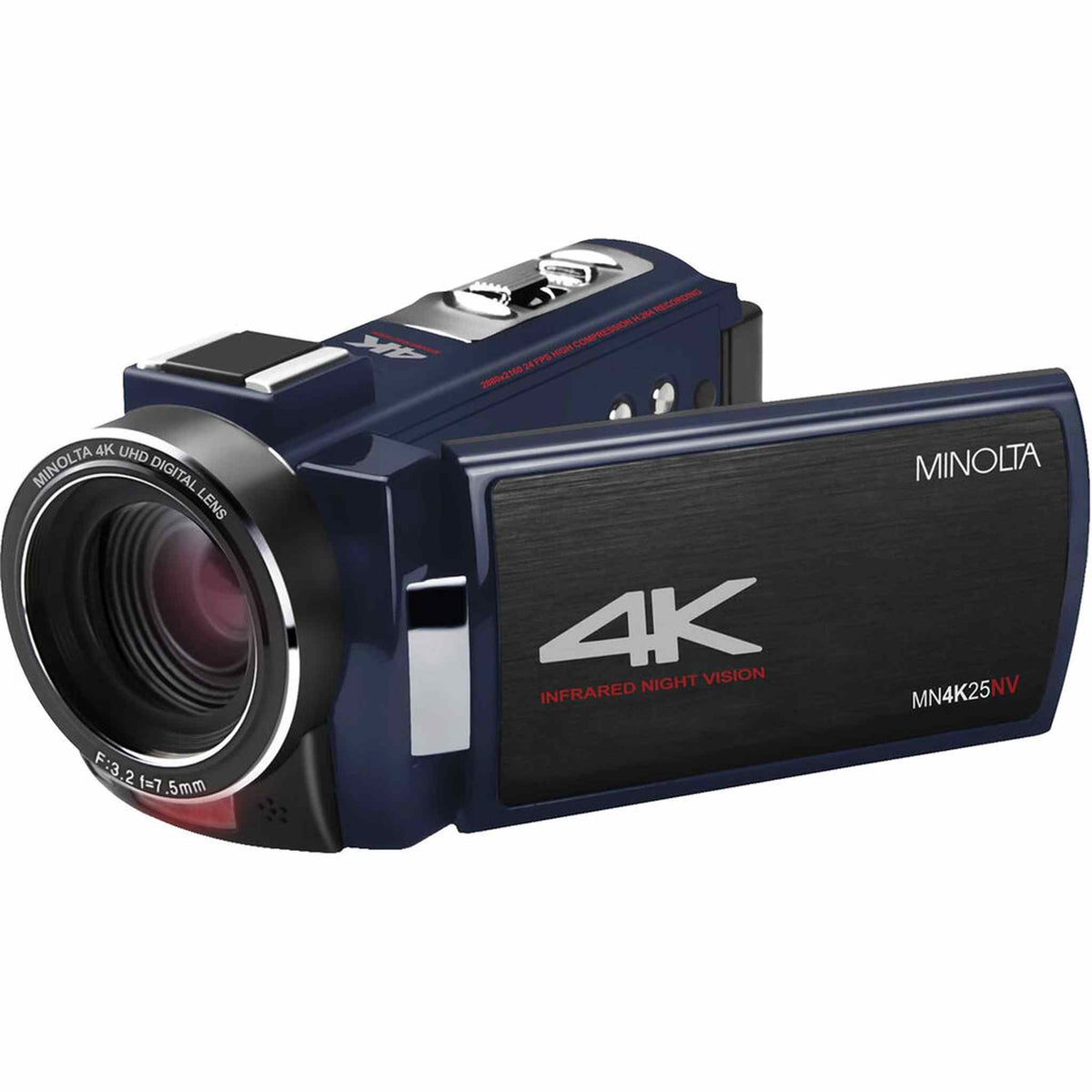 Minolta MN4K25NV 4K Ultra HD 30 MP Night Vision Camcorder MN4K25NV-W-BL Bundle