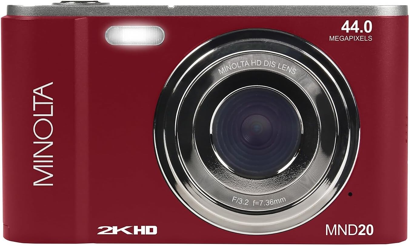Minolta MND20 44 MP / 2.7K Ultra HD Digital Camera Red