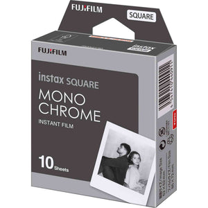 2xFUJIFILM INSTAX SQUARE Monochrome Instant Film 10 Exposures , Microfiber Cleaning Cloth, Bundle
