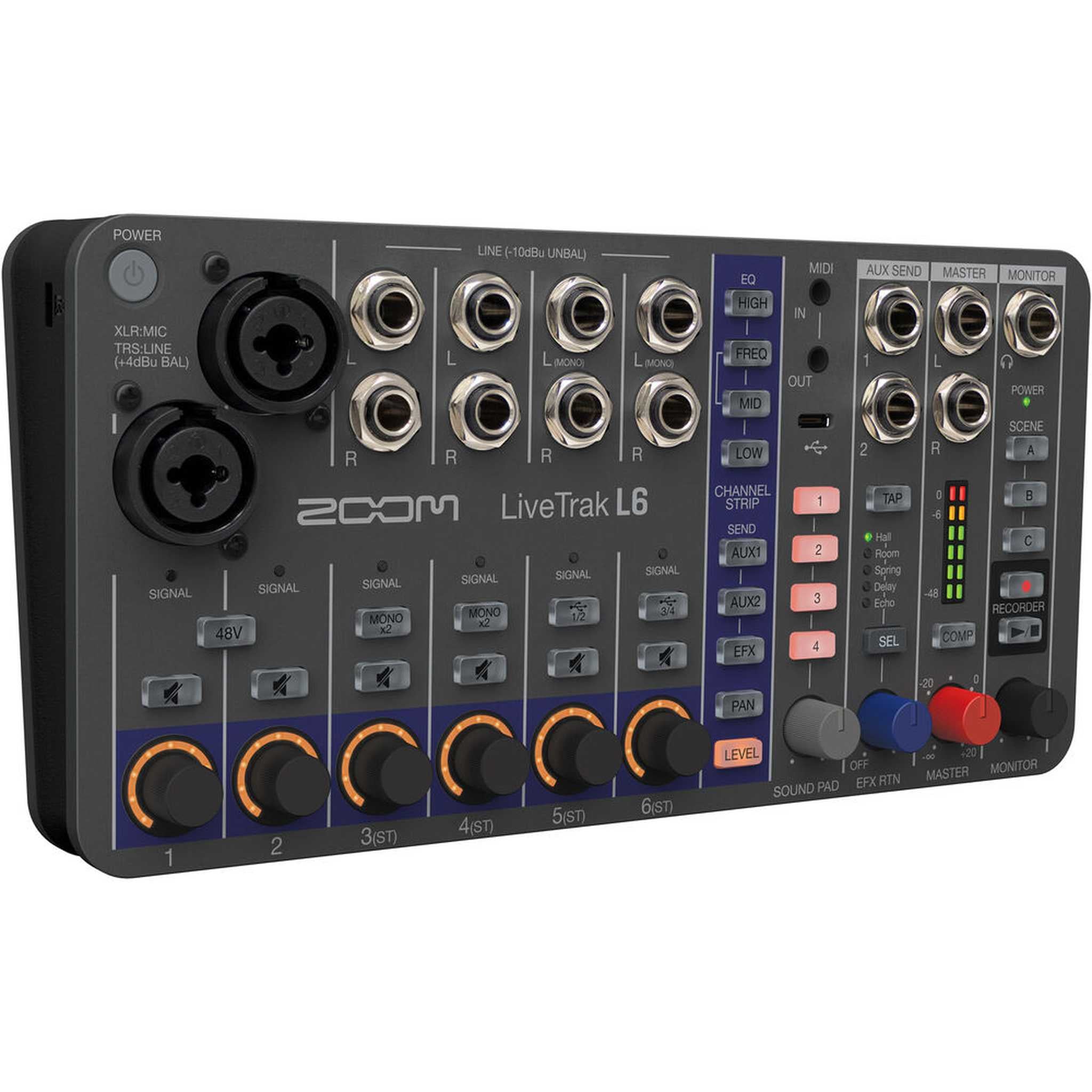 Zoom LiveTrak L-6 Portable 6-Channel Digital Mixer, USB C to Male USB C Cable