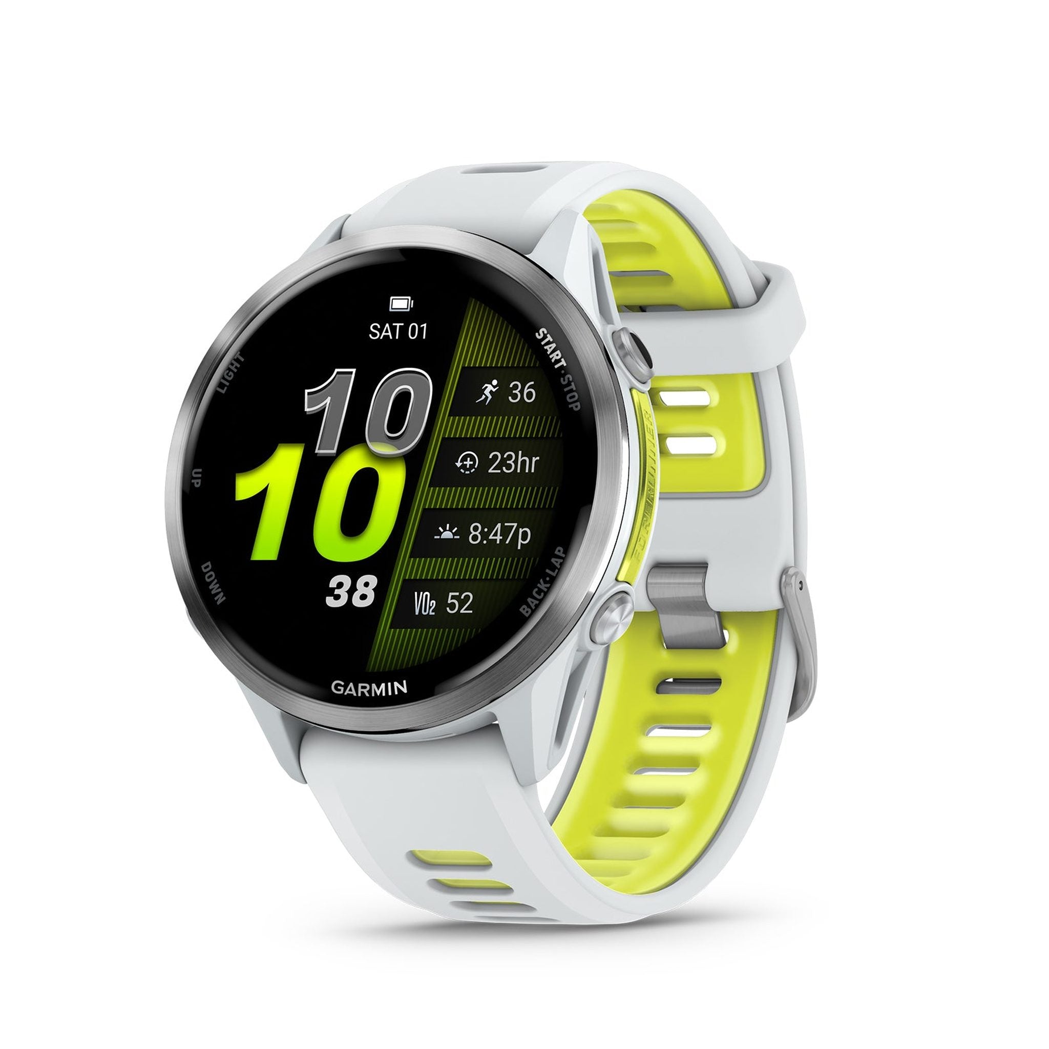 Garmin Forerunner 970 Running Smartwatch, GPS Fitness Smart Watch For Men And Women, Titanium with Whitestone Case and Whitestone/Translucent Amp Yellow Band, Bundle