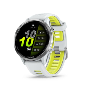 Garmin Forerunner 970 Running Smartwatch, GPS Fitness Smart Watch For Men And Women, Titanium with Whitestone Case and Whitestone/Translucent Amp Yellow Band, Bundle