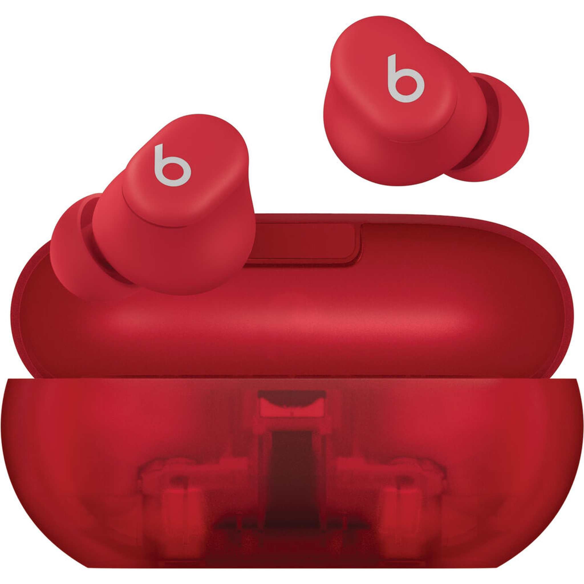 Beats Solo Buds, Wireless Bluetooth Earbuds Transparent Red Bundle With More Accessories