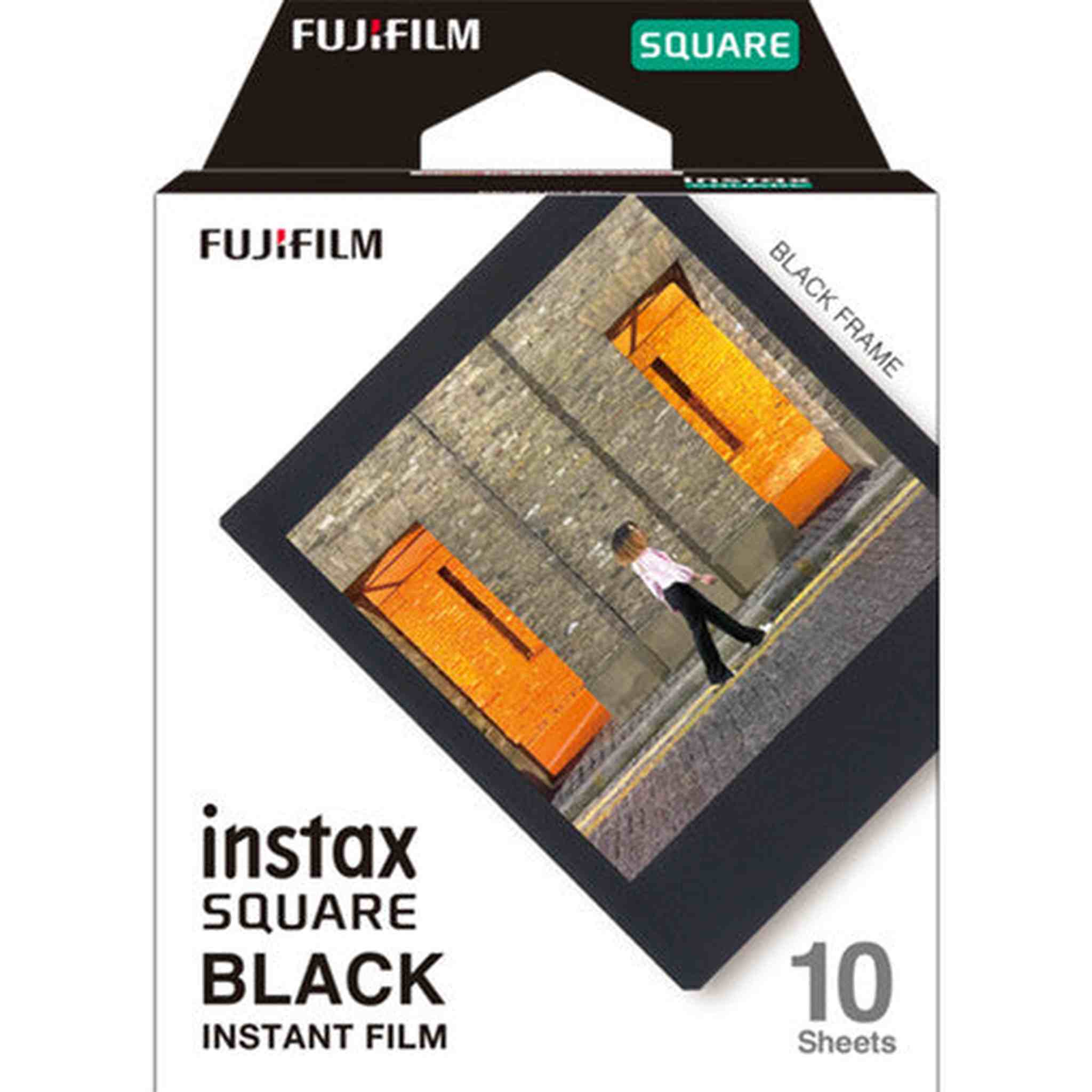 4xFUJIFILM INSTAX SQUARE Black Instant Film 10 Exposures , Microfiber Cleaning Cloth, Bundle