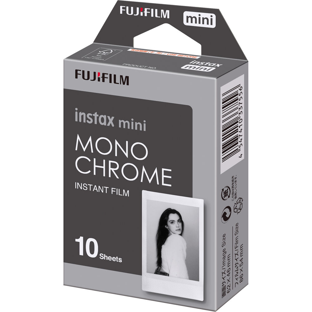 2xFUJIFILM INSTAX MINI Monochrome Instant Film (10 Exposures), Microfiber Cleaning Cloth, Bundle