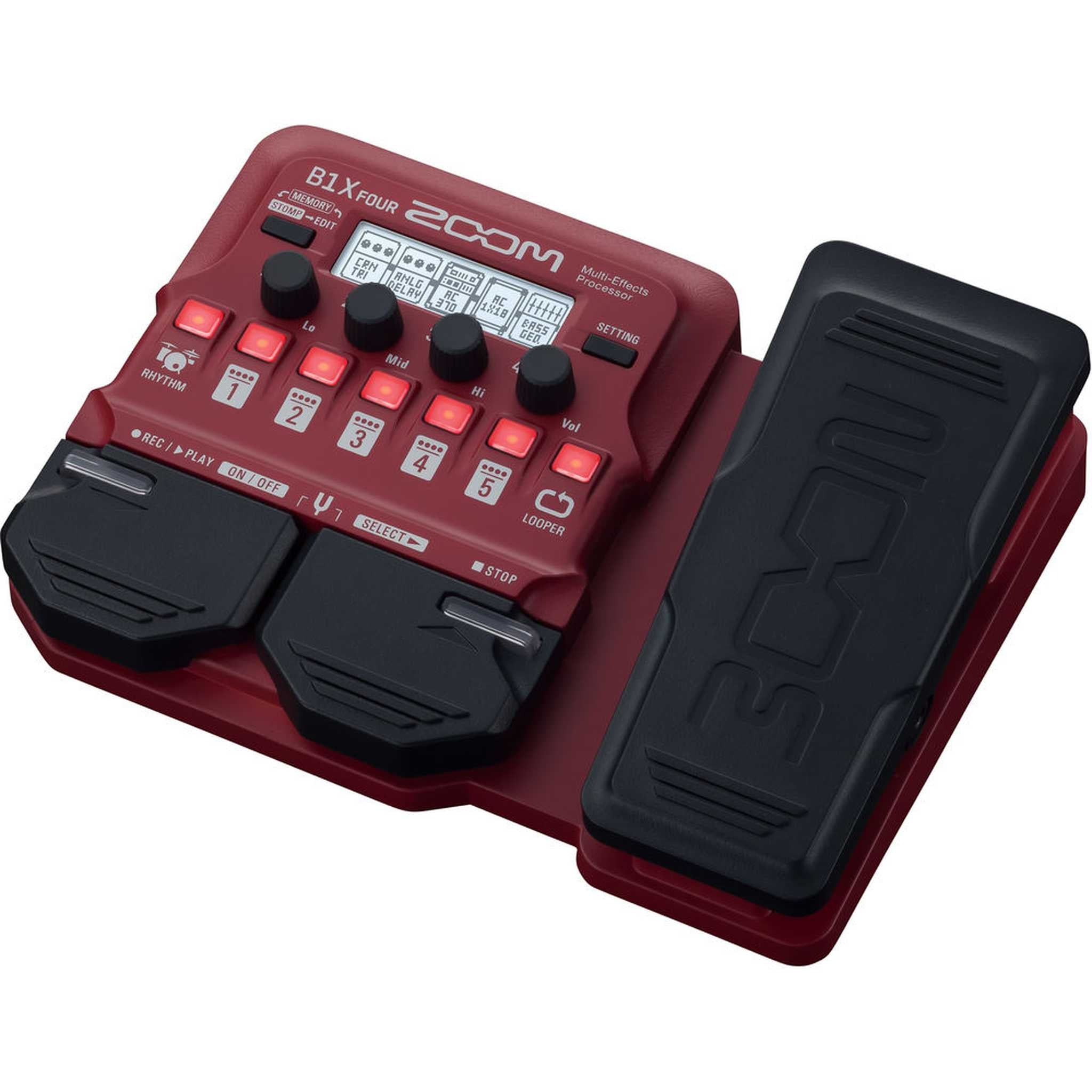 Zoom B1X Four Bass Multi-Effects Pedal, 4xAA WITH CHARGER, Straps, Bundle