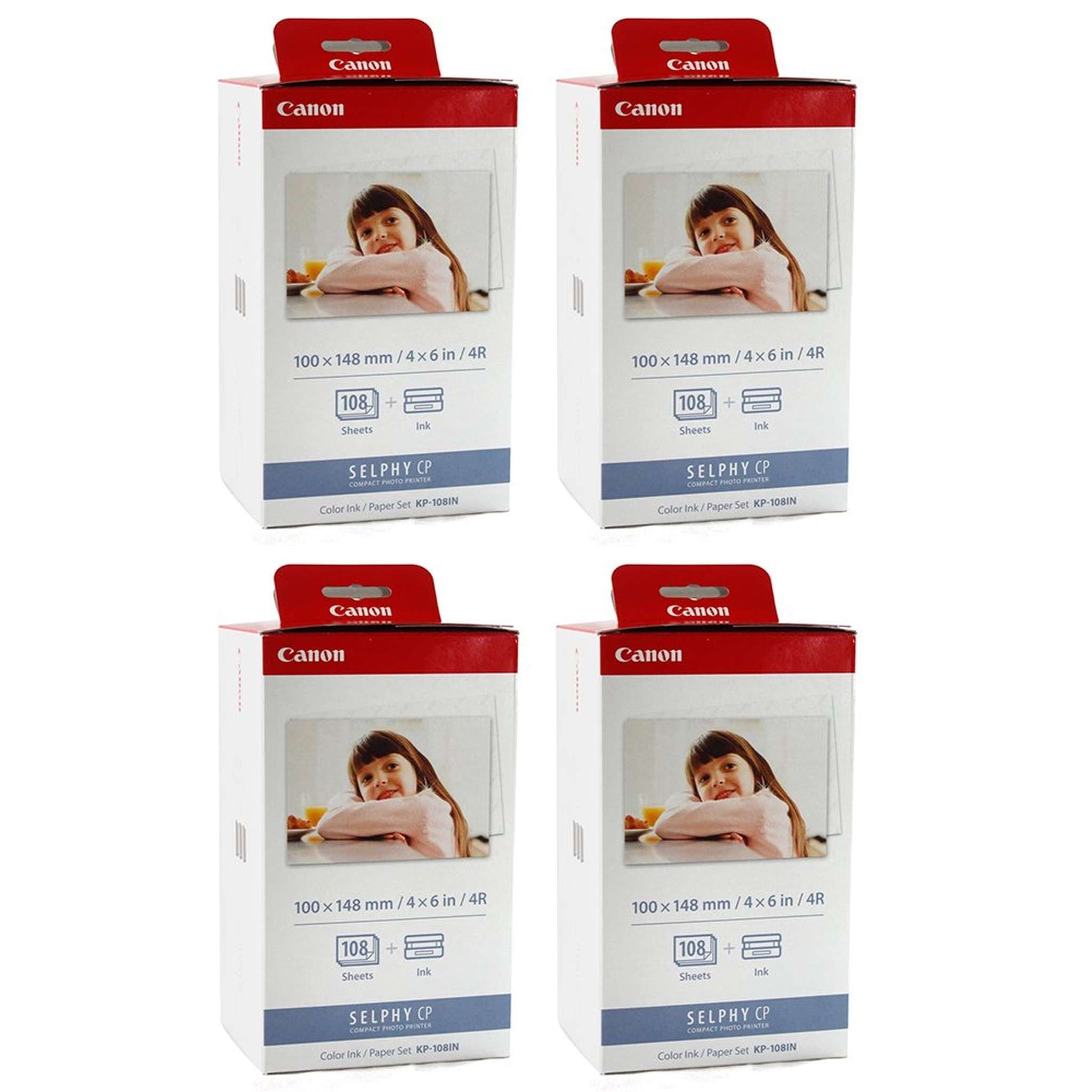 Canon KP-108IN Color YBXJPq Ink and 4 x 6 Paper Set, 108 Count Pack of 4