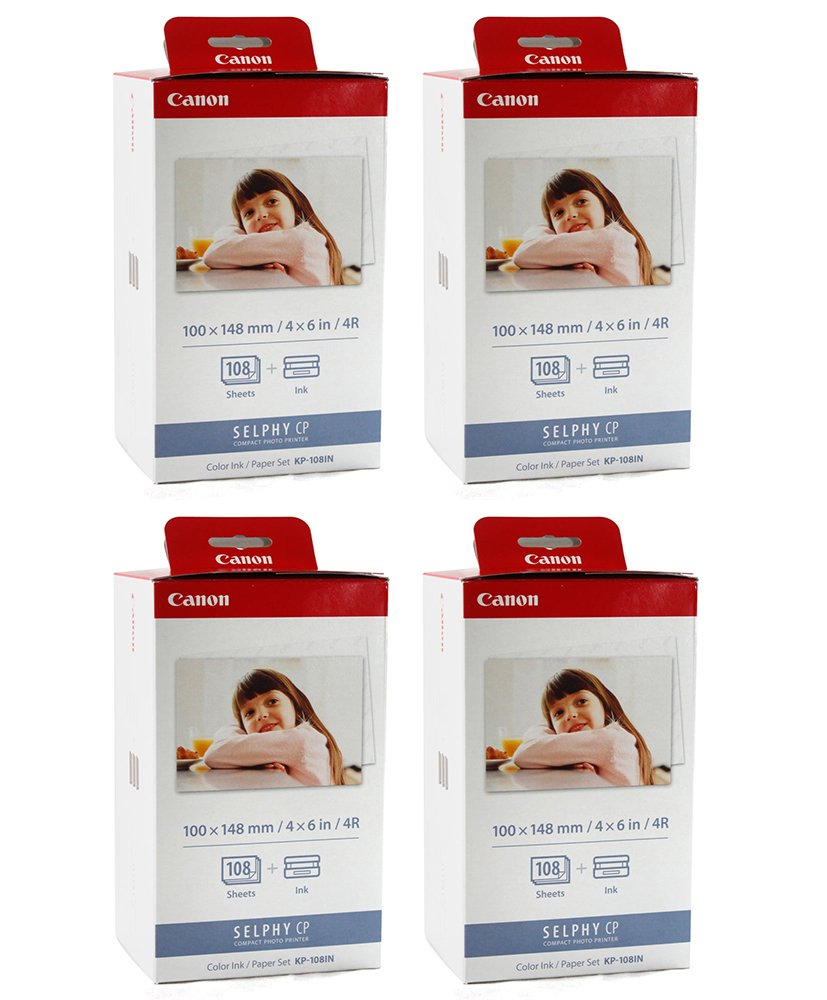 Canon KP-108IN Color YBXJPq Ink and 4 x 6 Paper Set, 108 Count (Pack of 4)