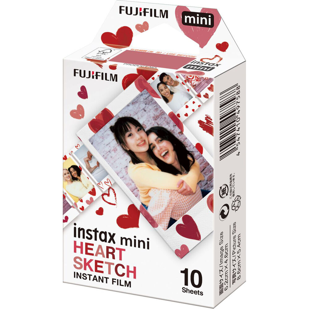 FUJIFILM INSTAX MINI Heart Sketch Instant Film 10 Exposures Bundle