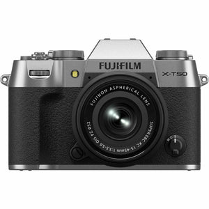 Fujifilm X-T50 Mirrorless Digital Camera XC15-45mm + 128GB Memory Card- Silver