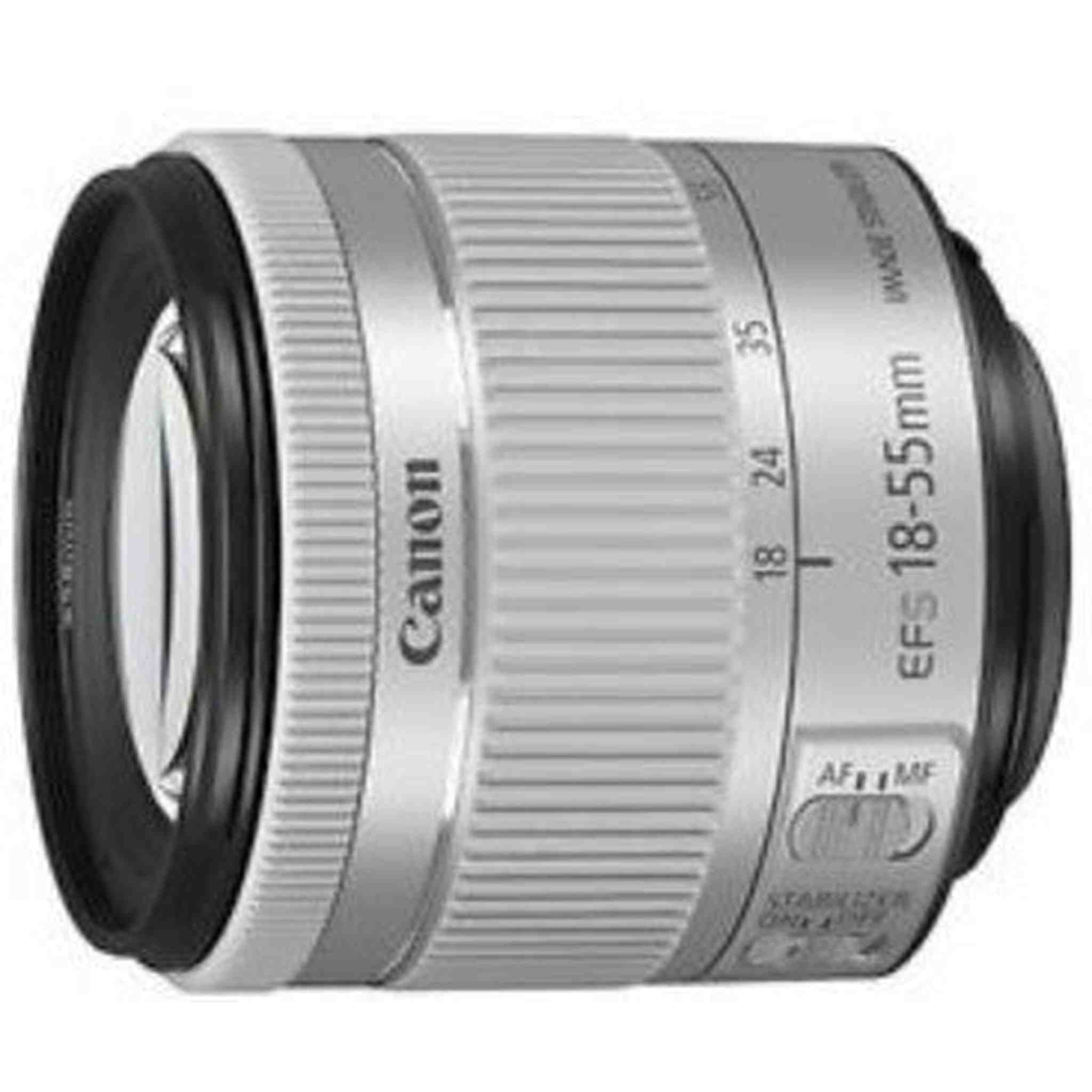 Canon EF-S 18-55mm f/4-5.6 IS STM Lens Silver 1620C002 + 64GB Memory Card + More Canon