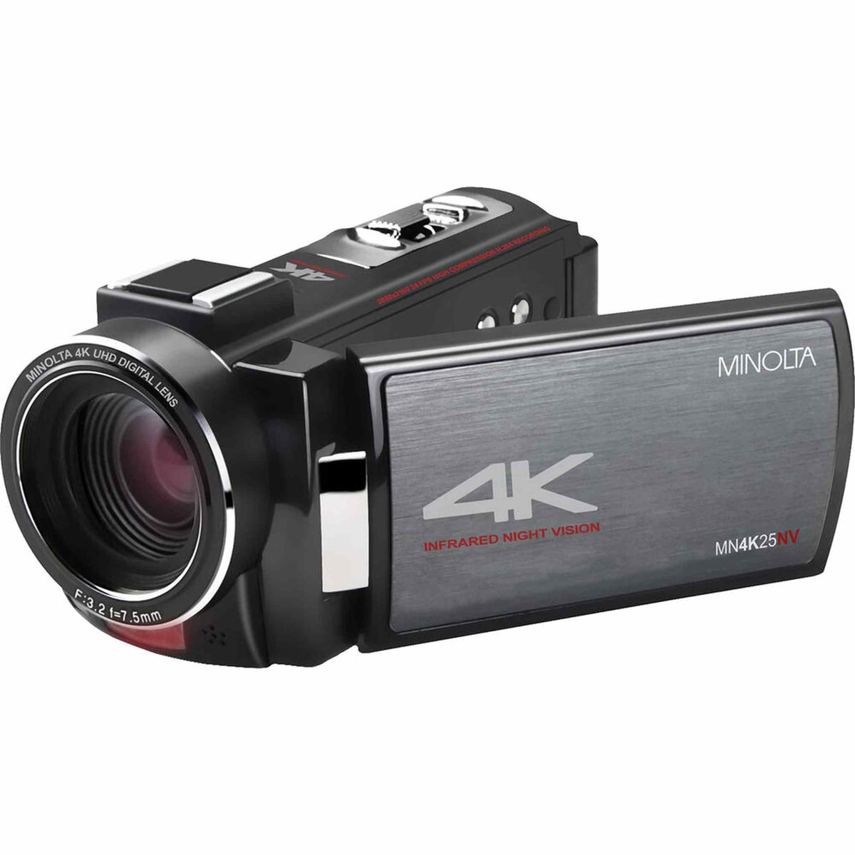 Minolta MN4K25NV 4K Ultra HD 30 MP Night Vision Camcorder Black Bundle kit