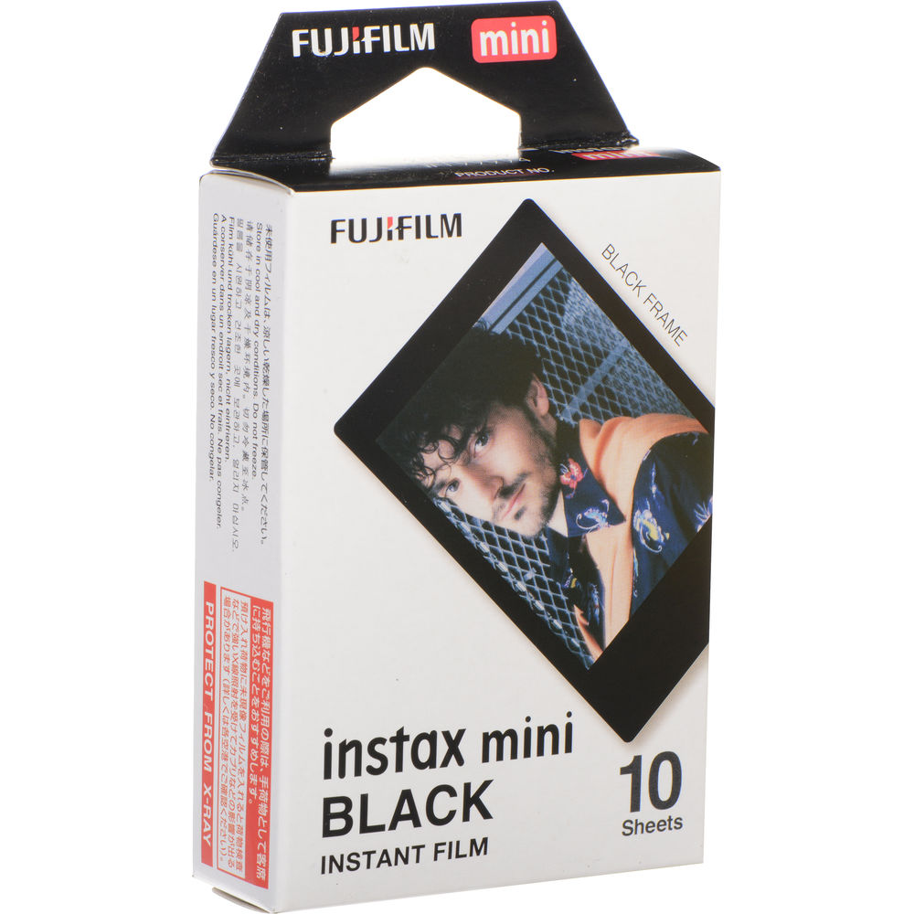 10xFUJIFILM INSTAX MINI Black Instant Film (10 Exposures), Microfiber Cleaning Cloth, Bundle
