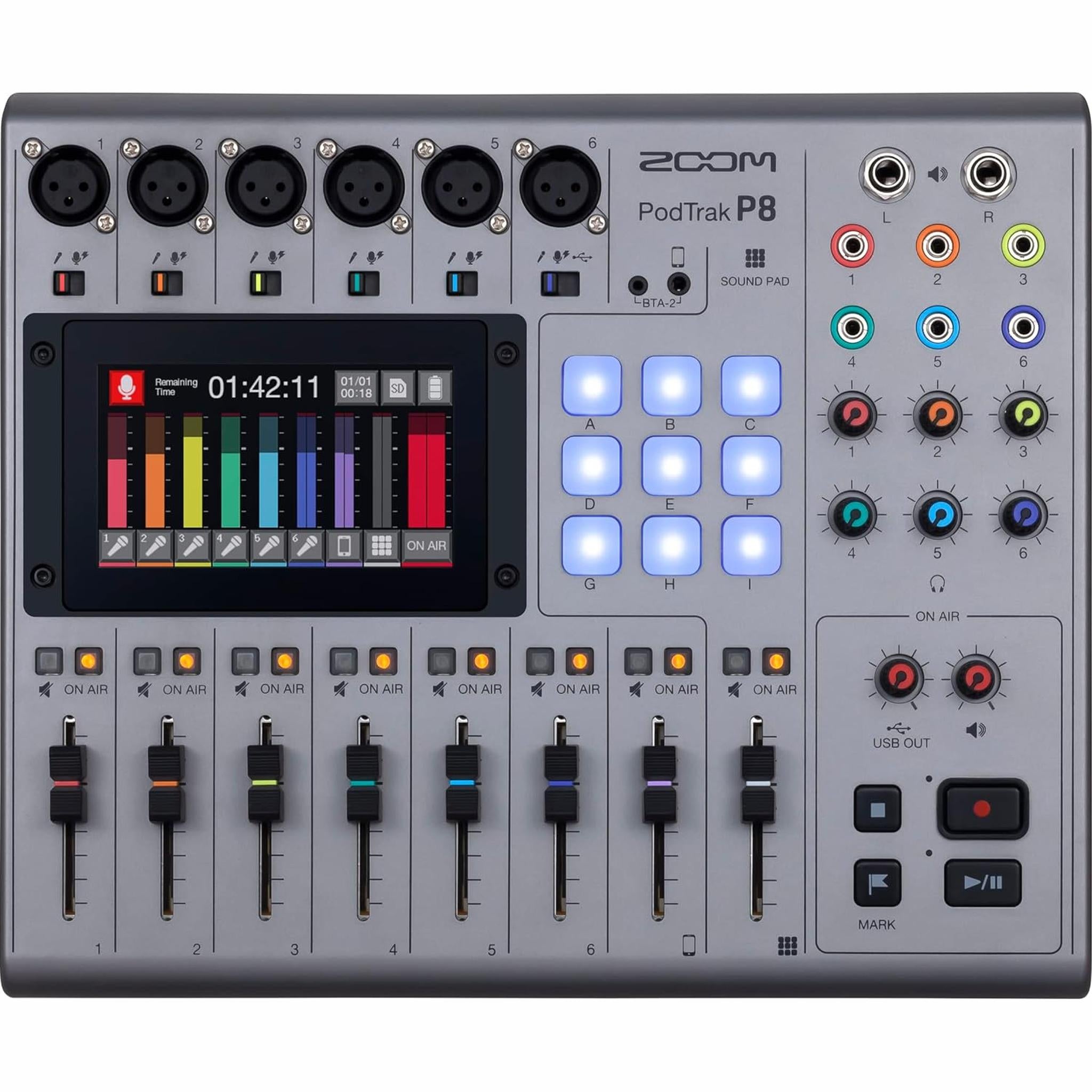 Zoom PodTrak P8 Portable Multitrack Podcast Recorder, BTA-2 Bluetooth Adapter Zoom