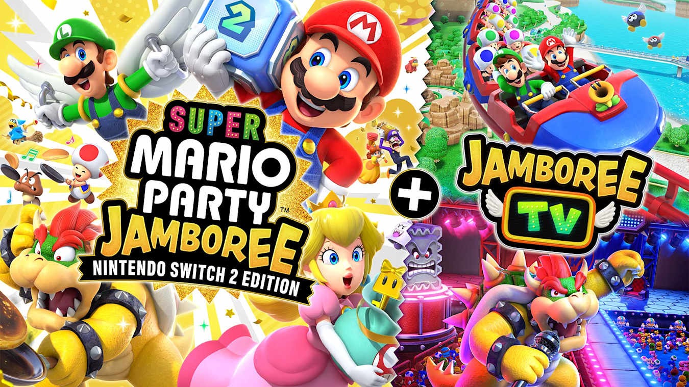 Nintendo Super Mario Party Jamboree Switch 2 Edition + Jamboree TV + The Legend of Zelda: Tears of the Kingdom + Microfiber Cleaning Cloth