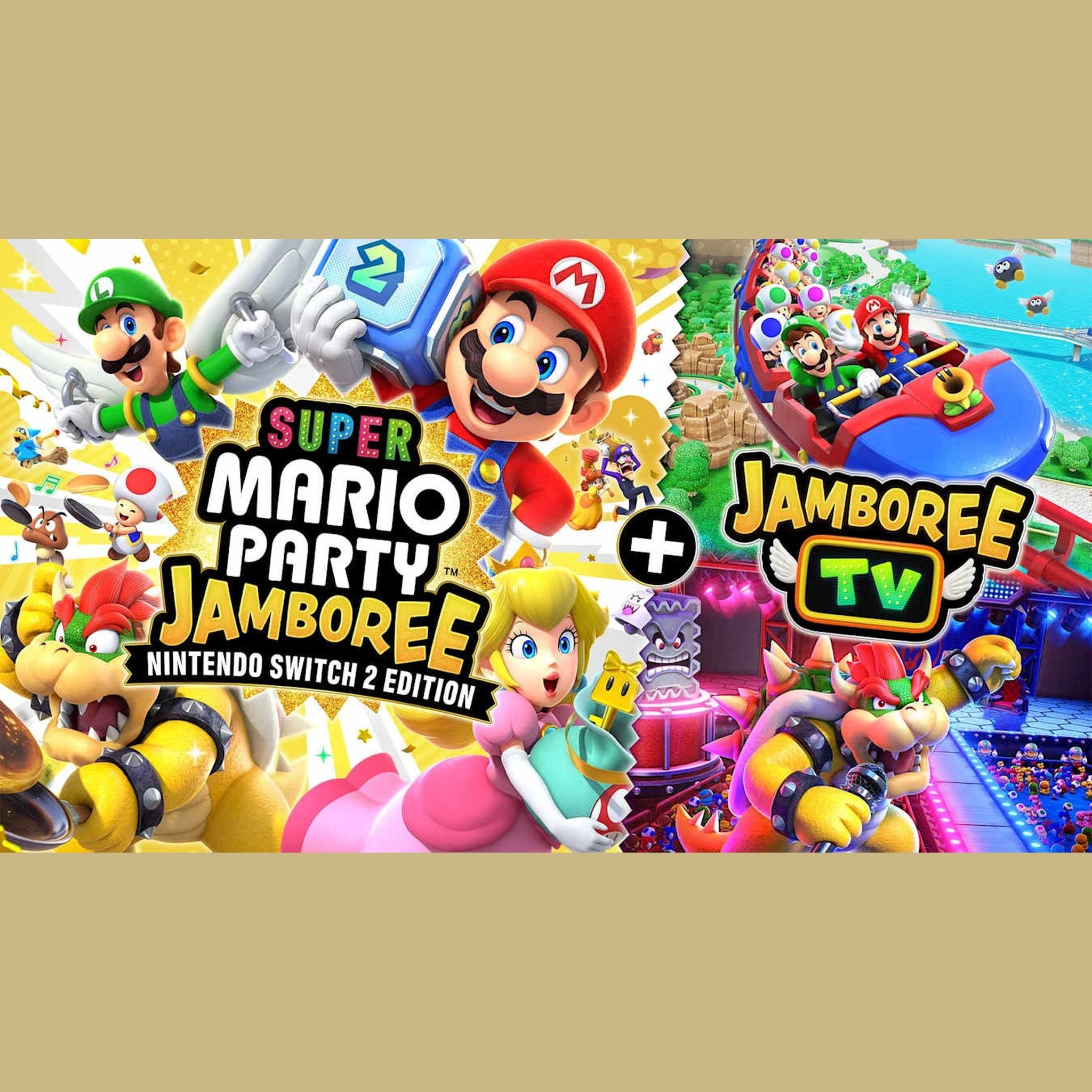Nintendo Super Mario Party Jamboree Switch 2 Edition + Jamboree TV + Kirby and the Forgotten Land + Star-Crossed World + Microfiber Cleaning Cloth