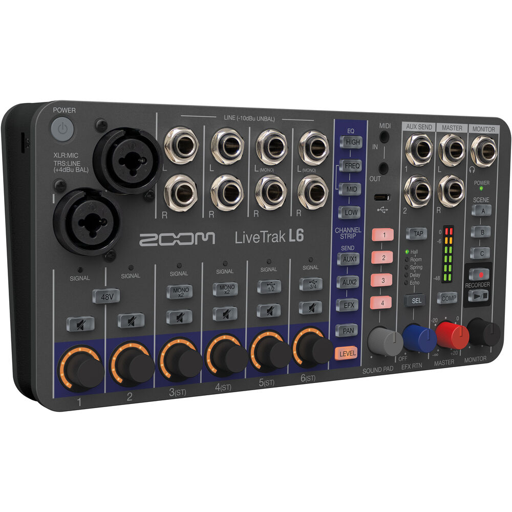 Zoom LiveTrak L-6 Portable 6-Channel Digital Recorder, Studio Monitor Headphones