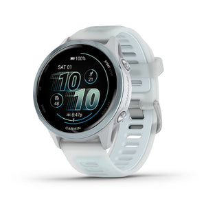Garmin Forerunner 570 Running Smartwatch, 42MM WiFi, GPS Fitness Smart Watch For Men And Women, Cloud Blue Aluminum with Translucent Whitestone/Cloud Blue Band, Bundle