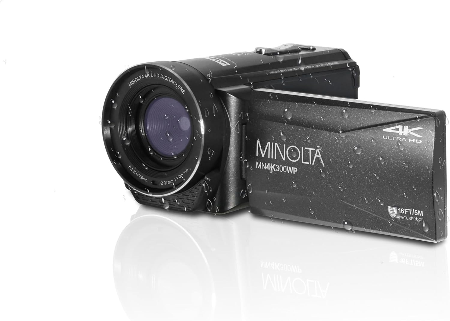 Minolta MN4K300WP 4K Ultra HD / 56 MP Waterproof Camcorder - Black - Bundle