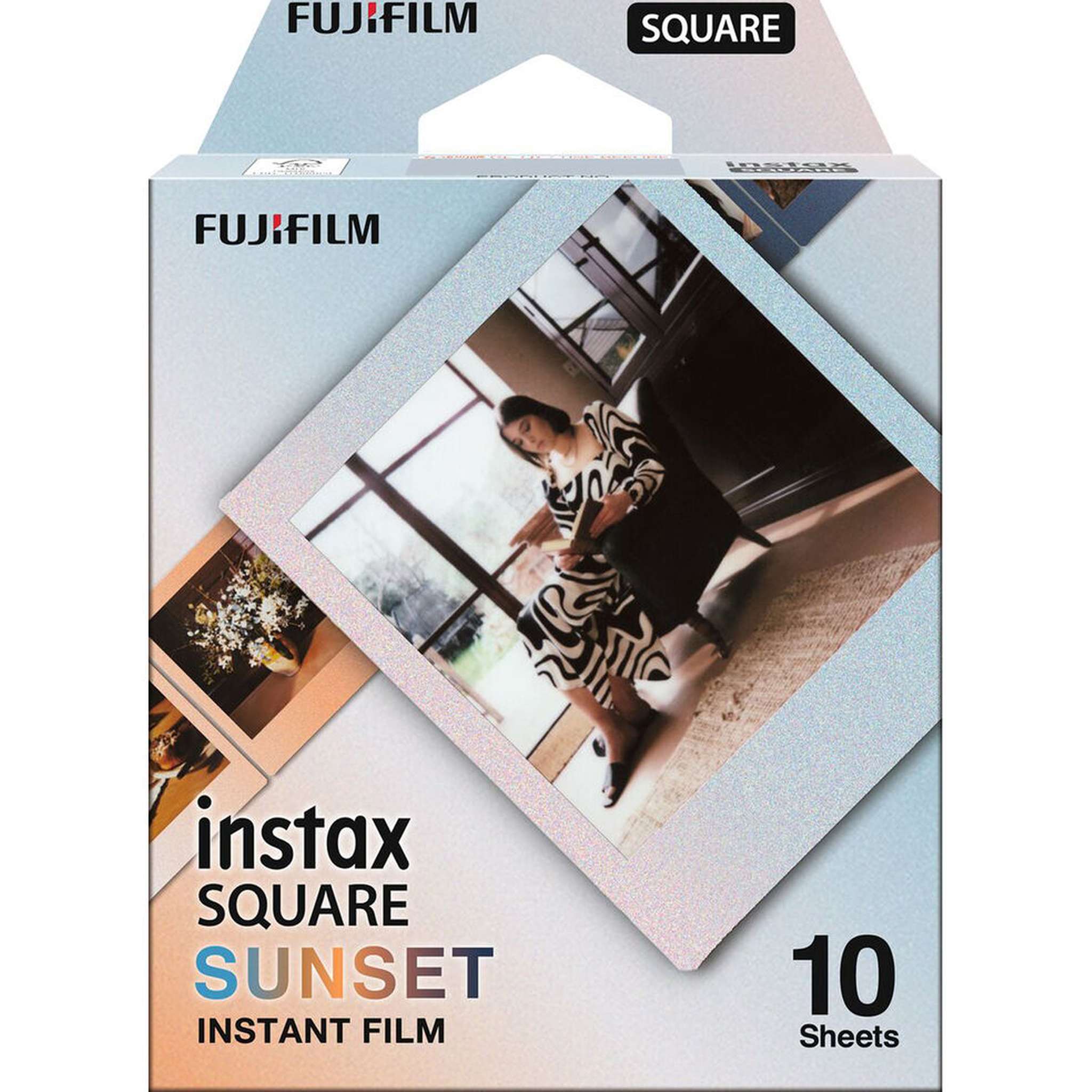 10xFUJIFILM INSTAX SQUARE Sunset Instant Film, Microfiber Cleaning Cloth, Bundle