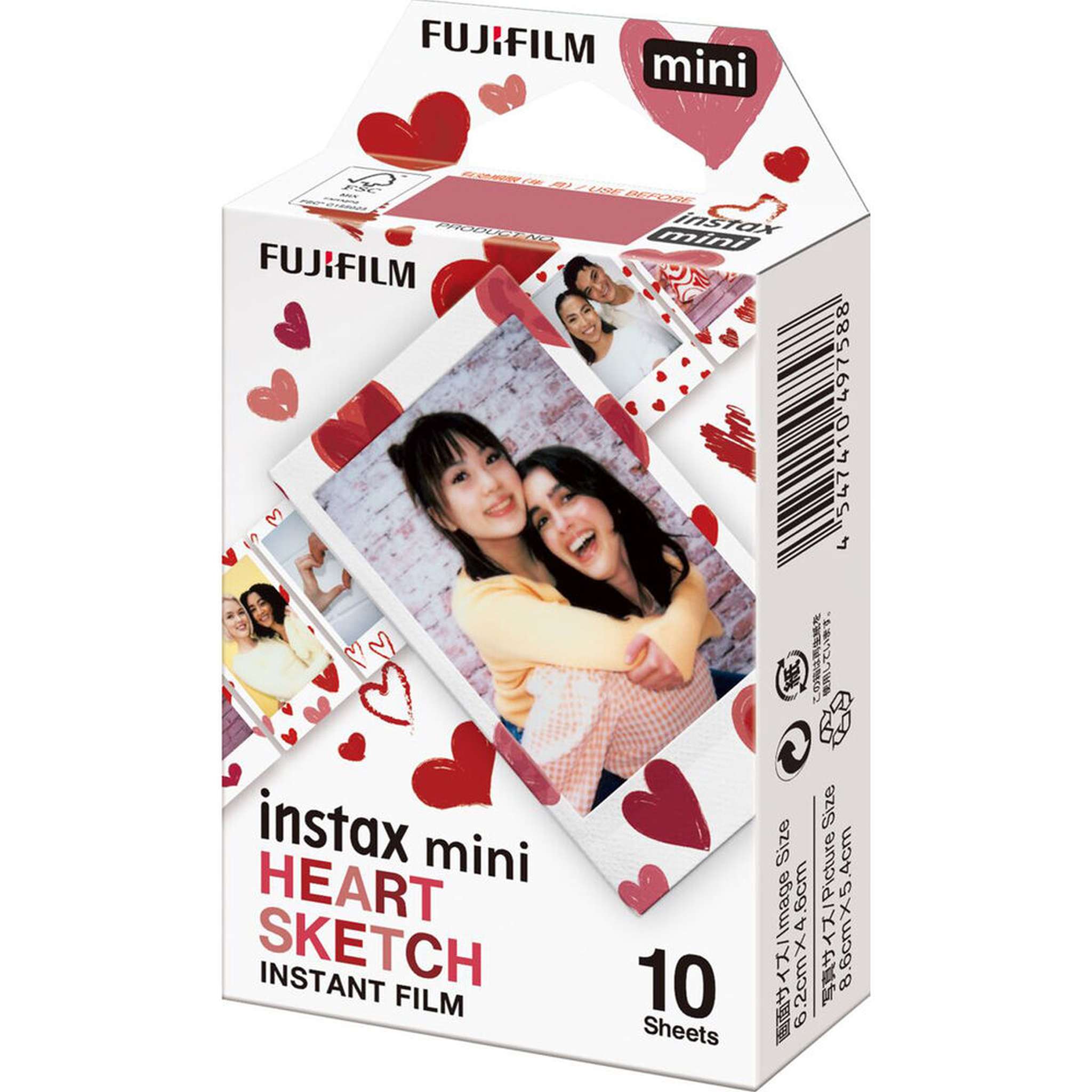FUJIFILM INSTAX MINI Heart Sketch Instant Film 20 Exposures Bundle