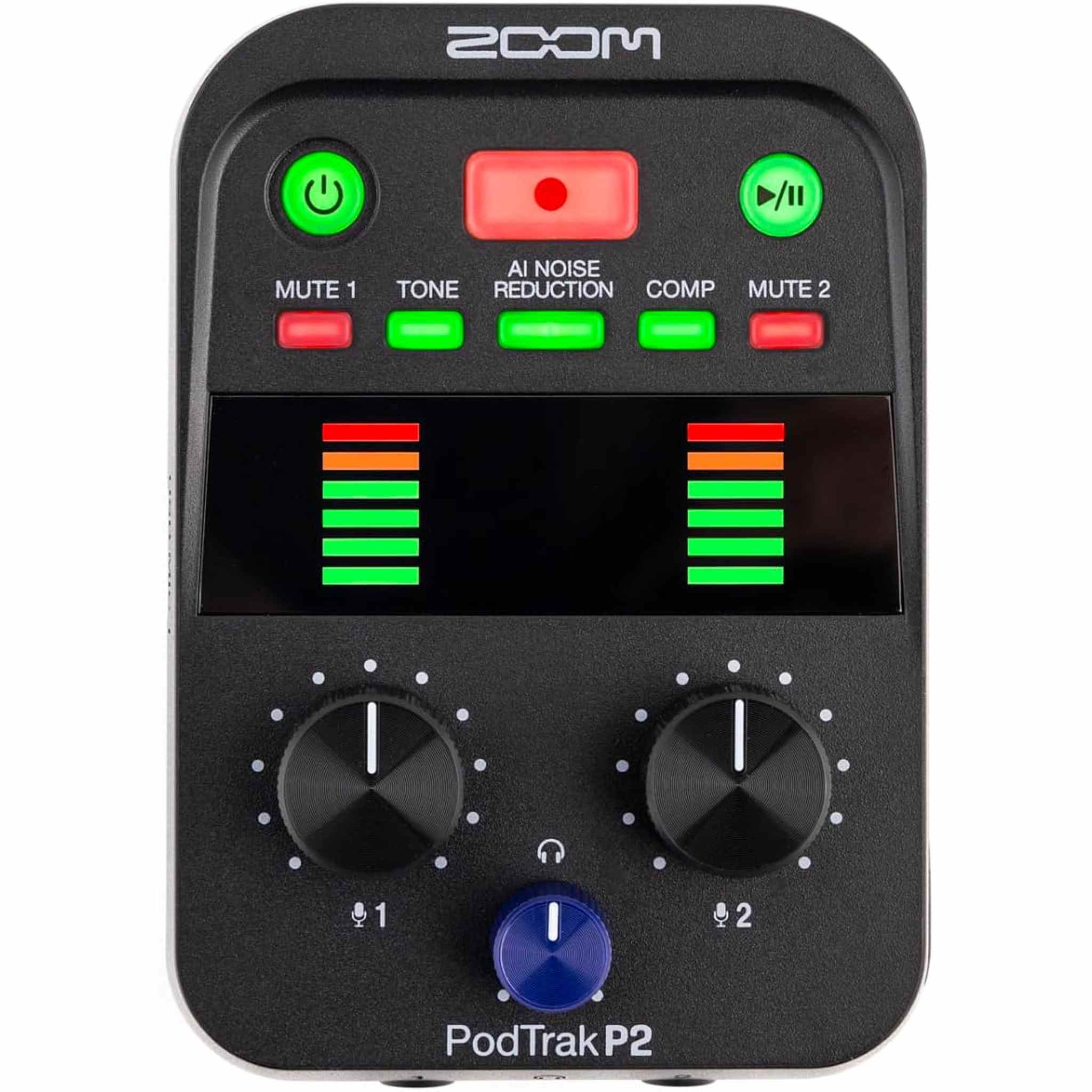 Zoom PodTrak P2 Podcast Recorder, Sony MDR-7506 Stereo Headphones, Bundle