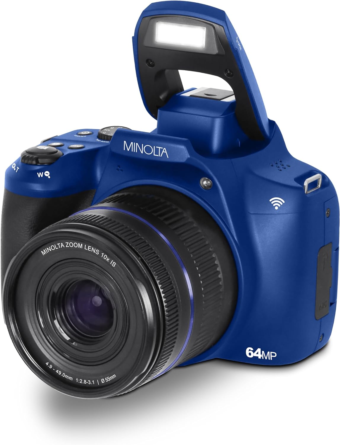 Minolta 64 Mega Pixels Auto Focus Digital Camera 4K Ultra HD Video Blue - Bundle