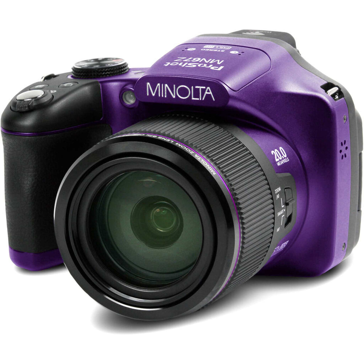 Minolta Pro Shot 20 MP HD Digital Camera with 67X Zoom, 1080P HD Video Bundle -