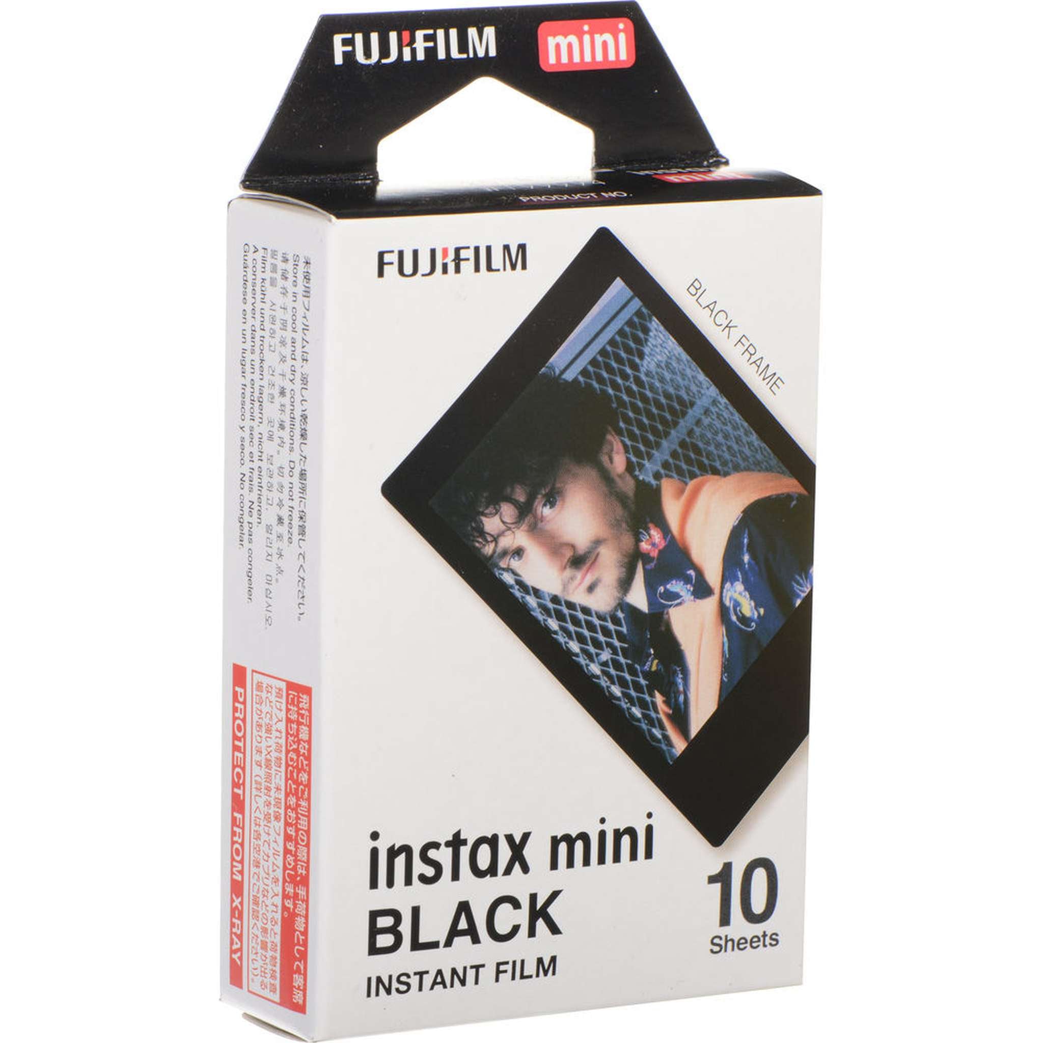 FUJIFILM INSTAX MINI Black Instant Film 10 Exposures , Microfiber Cleaning Cloth, Bundle