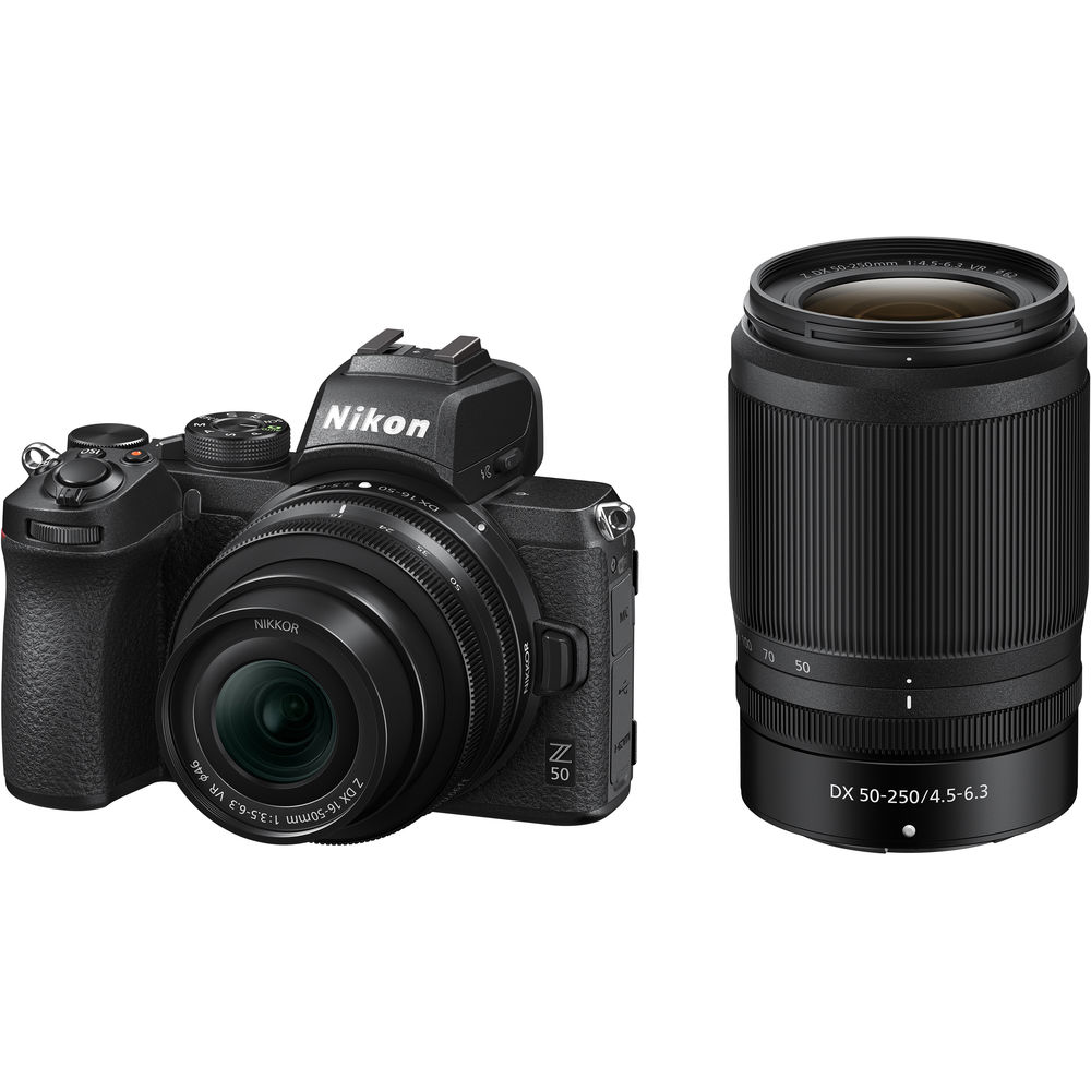 Nikon Z50 Compact Lightweight Mirrorless Camera with 16-50mm and 50-250mm Lenses 1632 Bundle