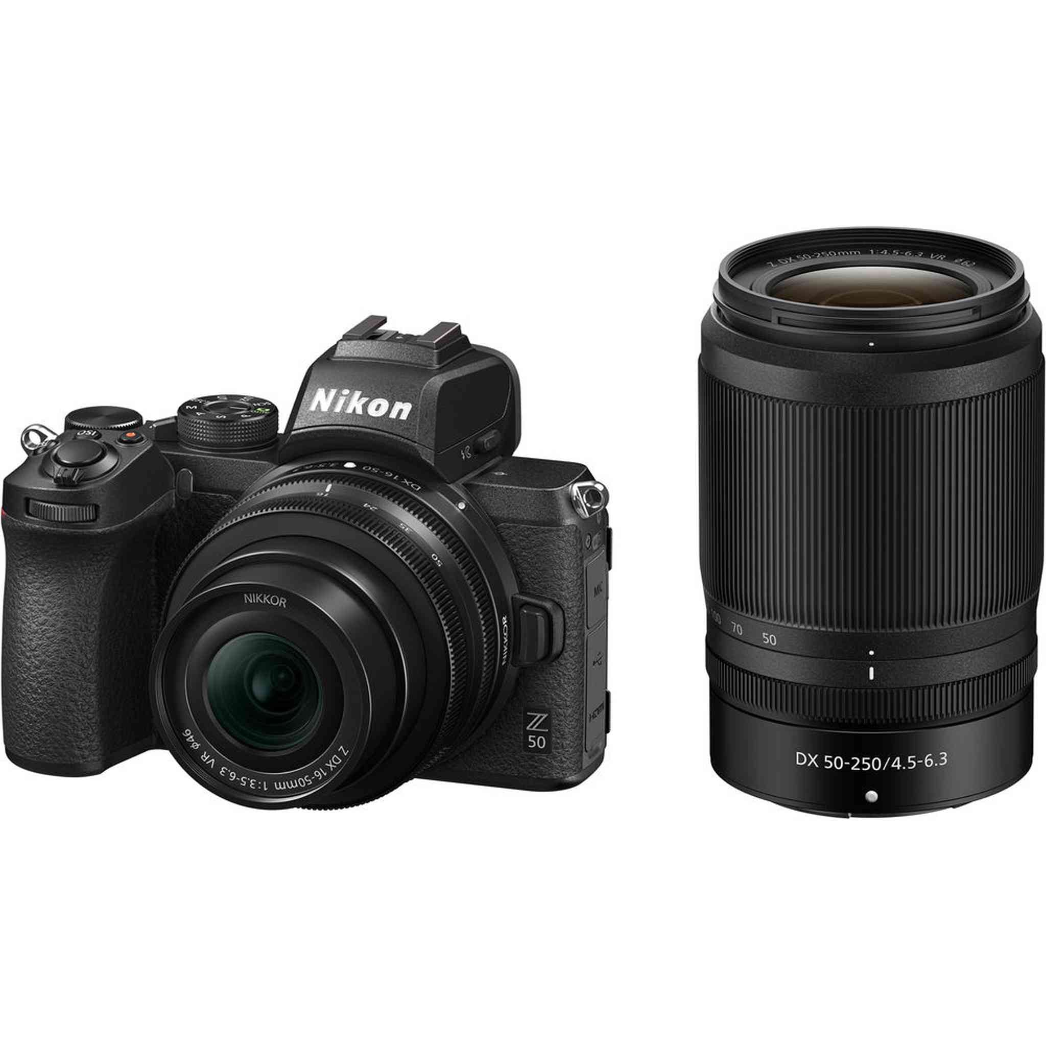 Nikon Z50 Compact Lightweight Mirrorless Camera with 16-50mm and 50-250mm Lenses 1632 Bundle Nikon
