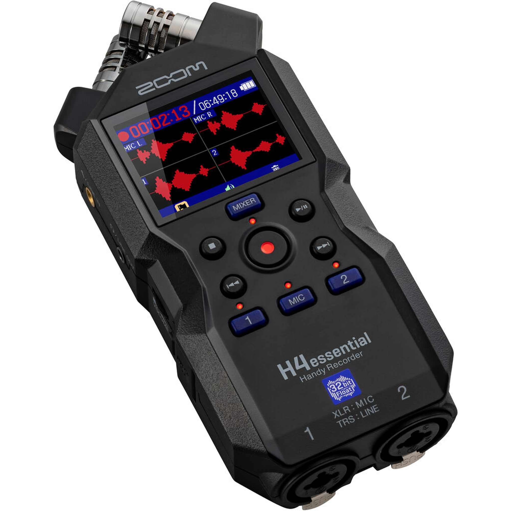 Zoom H4essential 4-Track Handy Recorder 2024 Model, Essential Series with 32-Bit Float, Accessibility, Stereo Microphones, 2 XLR/TRS Combo Inputs, USB Interface, for Musicians, Podcasters, and More