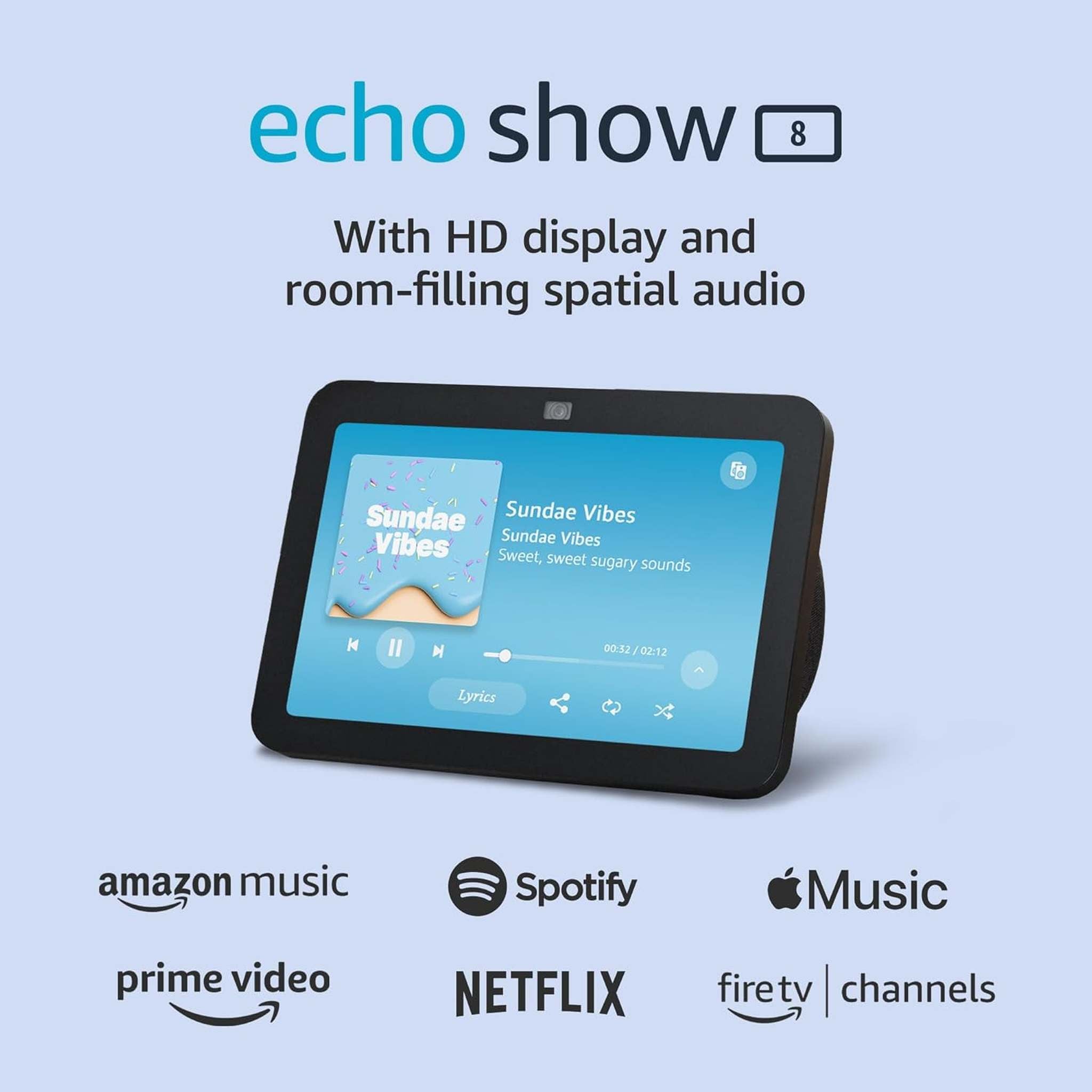 Echo Show 8 3rd Generation 8-inch Smart Display with Alexa - Charcoal + Screen Cleaning Kit